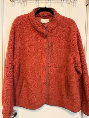 Universal Thread Plush Teddy Jacket in Rust Orange